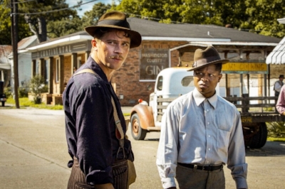 Garrett Hedlund and Jason Mitchell in "Mudbound", photo via Netflix