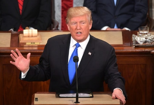 Trump speaking at his first State of the Union Address, photo via Getty Images