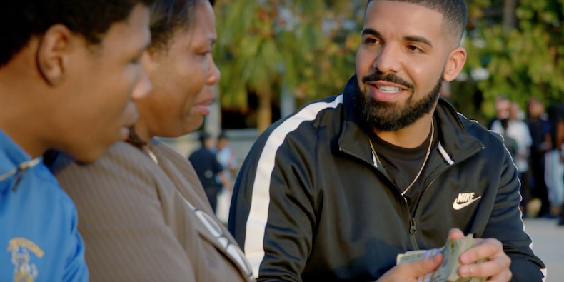 Drake in the "God's Plan" music video, photo via YouTube