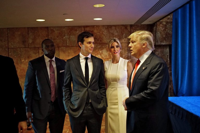 Jared Kushner, Ivanka Trump, and Donald Trump, photo via New York Times