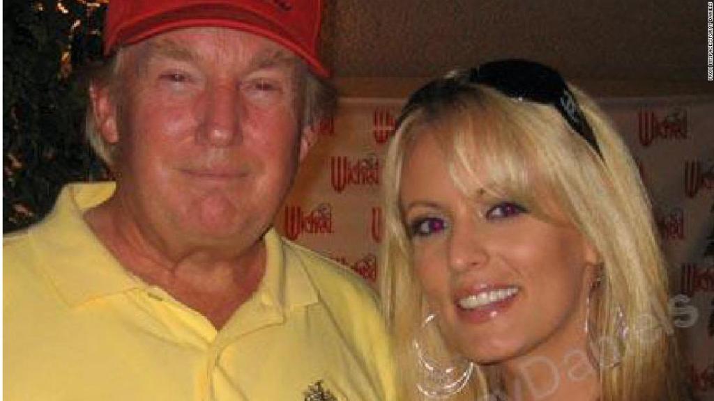 Stormy Daniels and Trump, photo via CNN