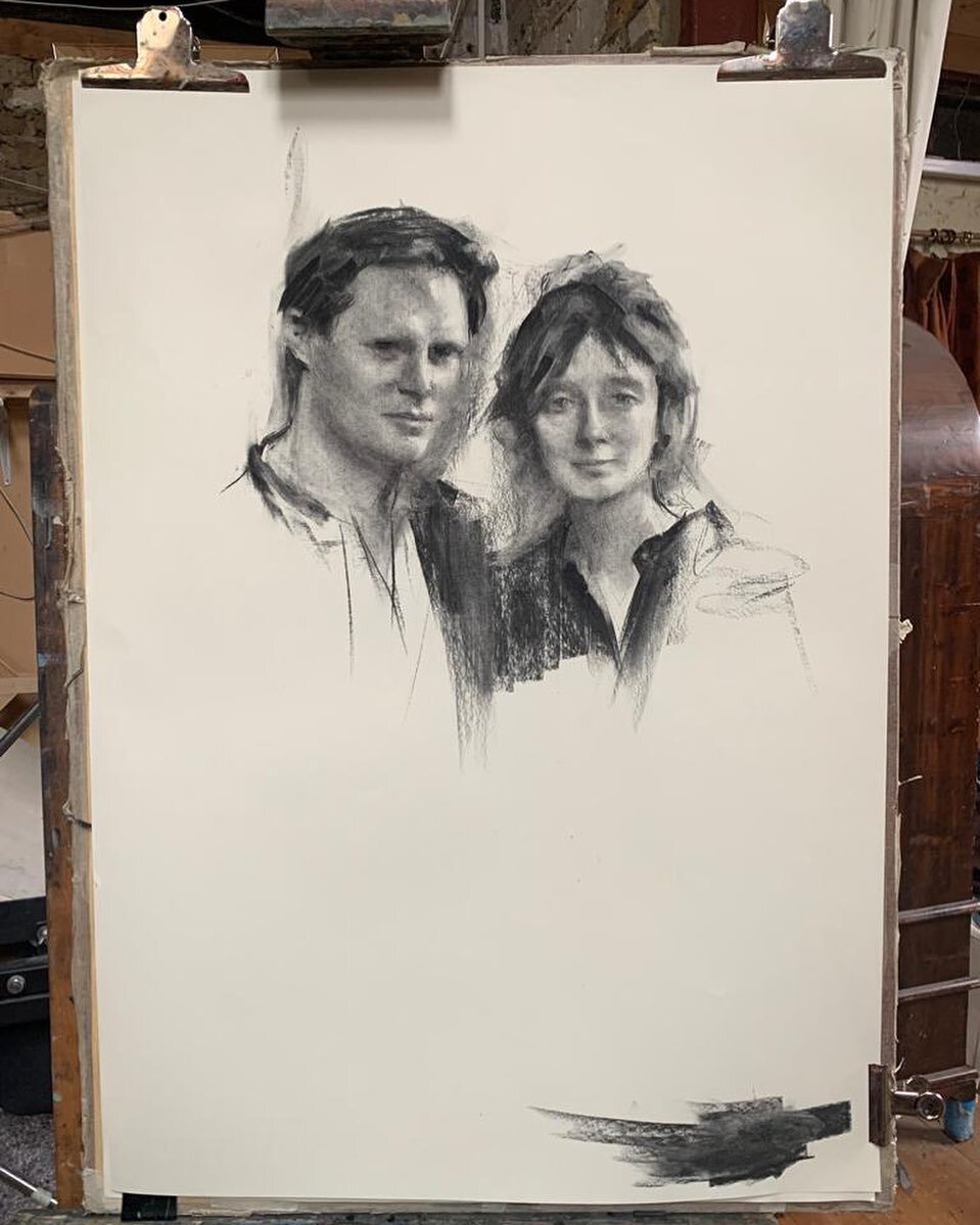 Double portrait 
.
.
.
#charcoal #portrait #painting #nickbashall