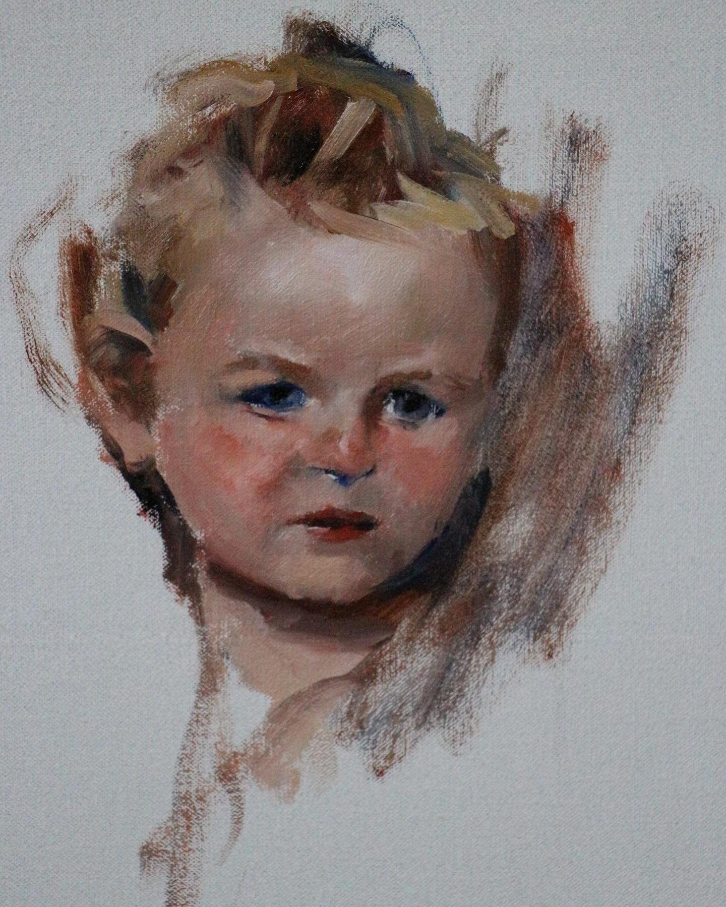 40 min oil sketch of my niece&rsquo;s 2 year old while he watched cartoons
.
.
.
#oilsketch #oilpainting #contemporary #nickbashall #oilpaint #lifepainting #oiloncanvas #paintingfromlife