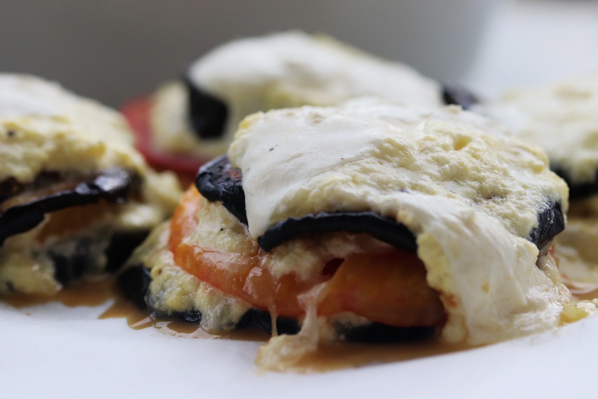 Grilled Eggplant + Tomato Stacks