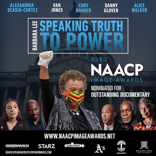 We are honored to be recognized by the&nbsp;NAACP&nbsp;Image Awards' nomination for&nbsp;Barbara Lee: Speaking Truth to Power&nbsp;in the Best Documentary Category.&nbsp; This is a fantastic recognition for our cast which includes Rep. Barbara Lee, S