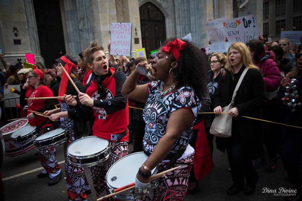 Christine performing with Batala at 2017 Women’s Rights March, NYC