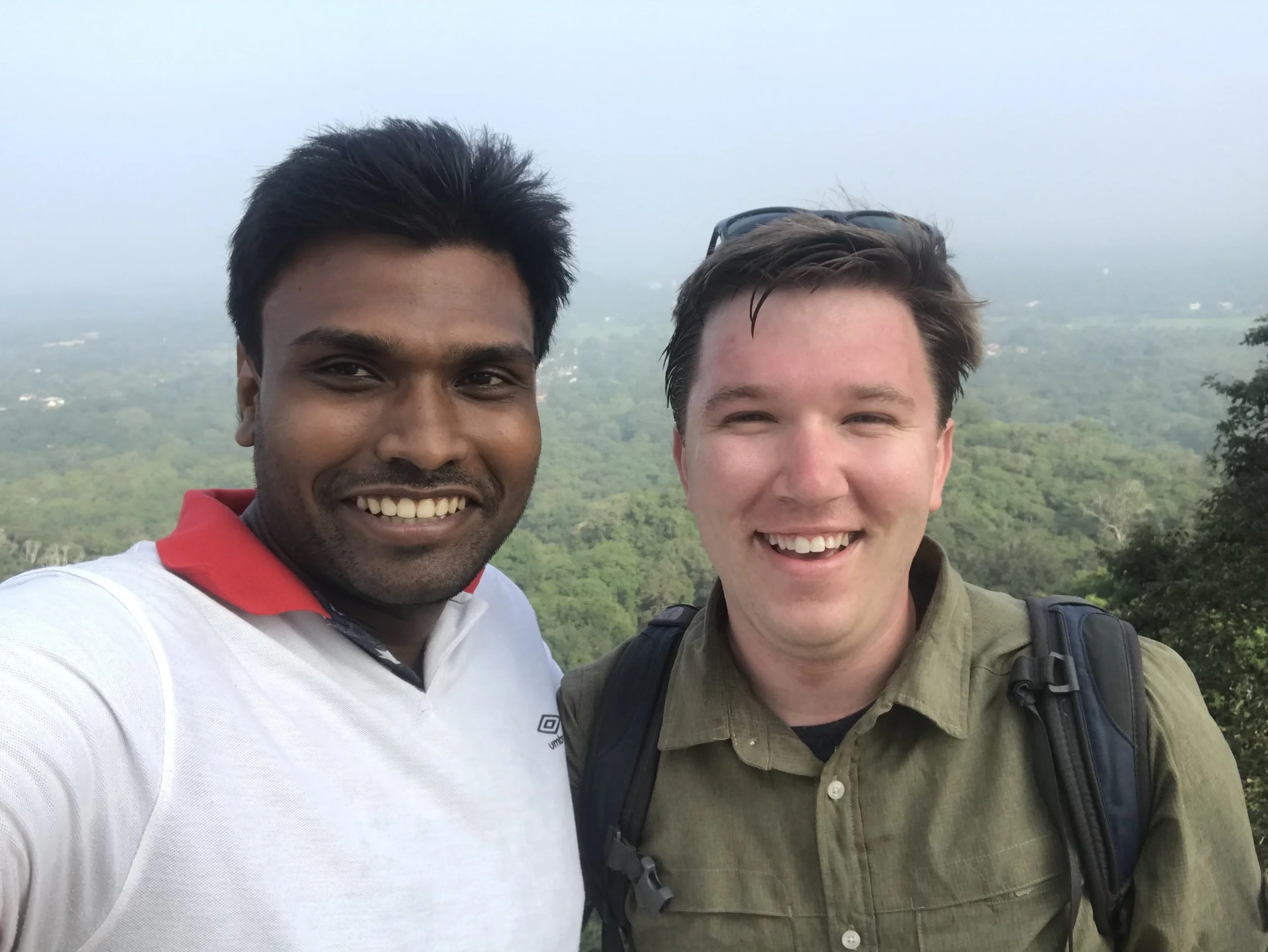 A selfie of Thilina and I atop the Maha Stupa. My sweat shows that I still haven’t acclimated to Sri Lanka’s heat and humidity. Maybe by the time I leave, I will.