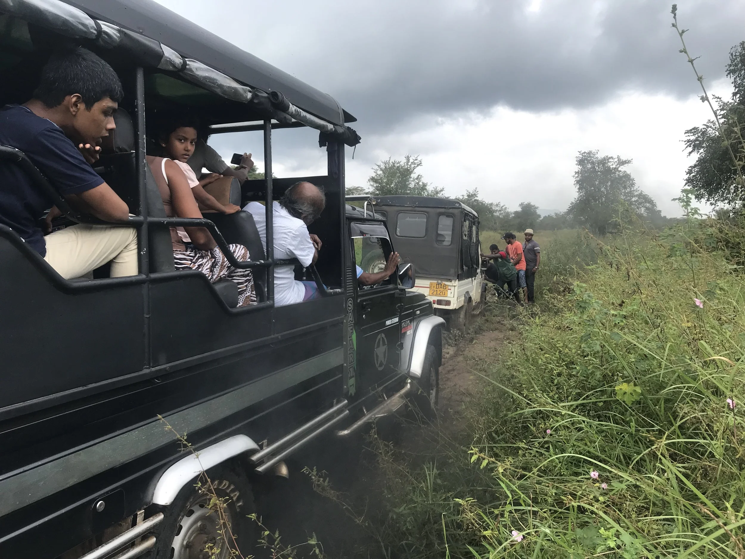 Our vehicle in the front is now chained to the tow vehicle, full of Sri Lankan tourists who think I’m the biggest idiot they’ve ever seen.