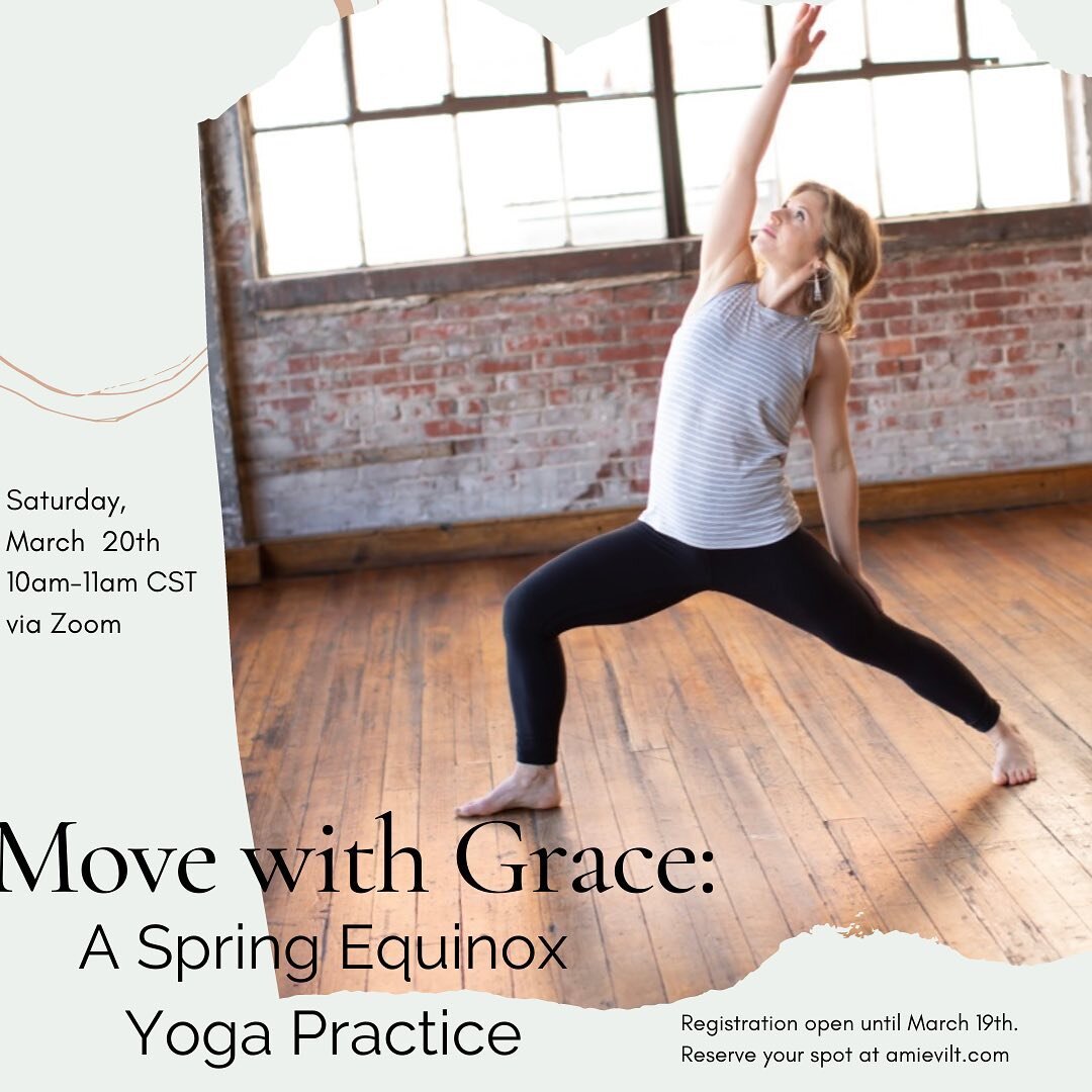 Reminder: TOMORROW is the last day to register for my class THIS Saturday at 10am!

People ask me ALL THE TIME when I teach publicly. The answer is: not that often! So JUMP on this opportunity to flow with me on the good ol&rsquo; spring equinox. As 