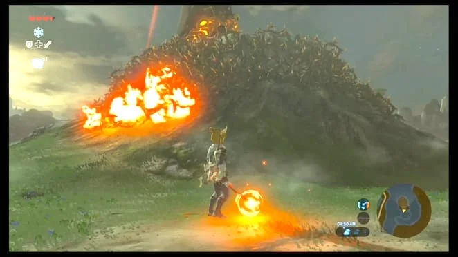 Link burns through the thorns on his quest to help Zelda…