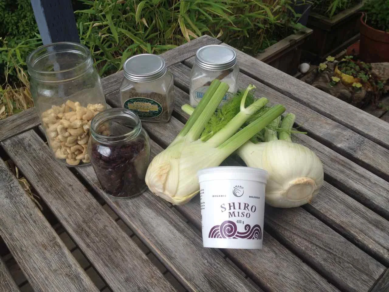 The white soup - fennel with raw cashew nuts.