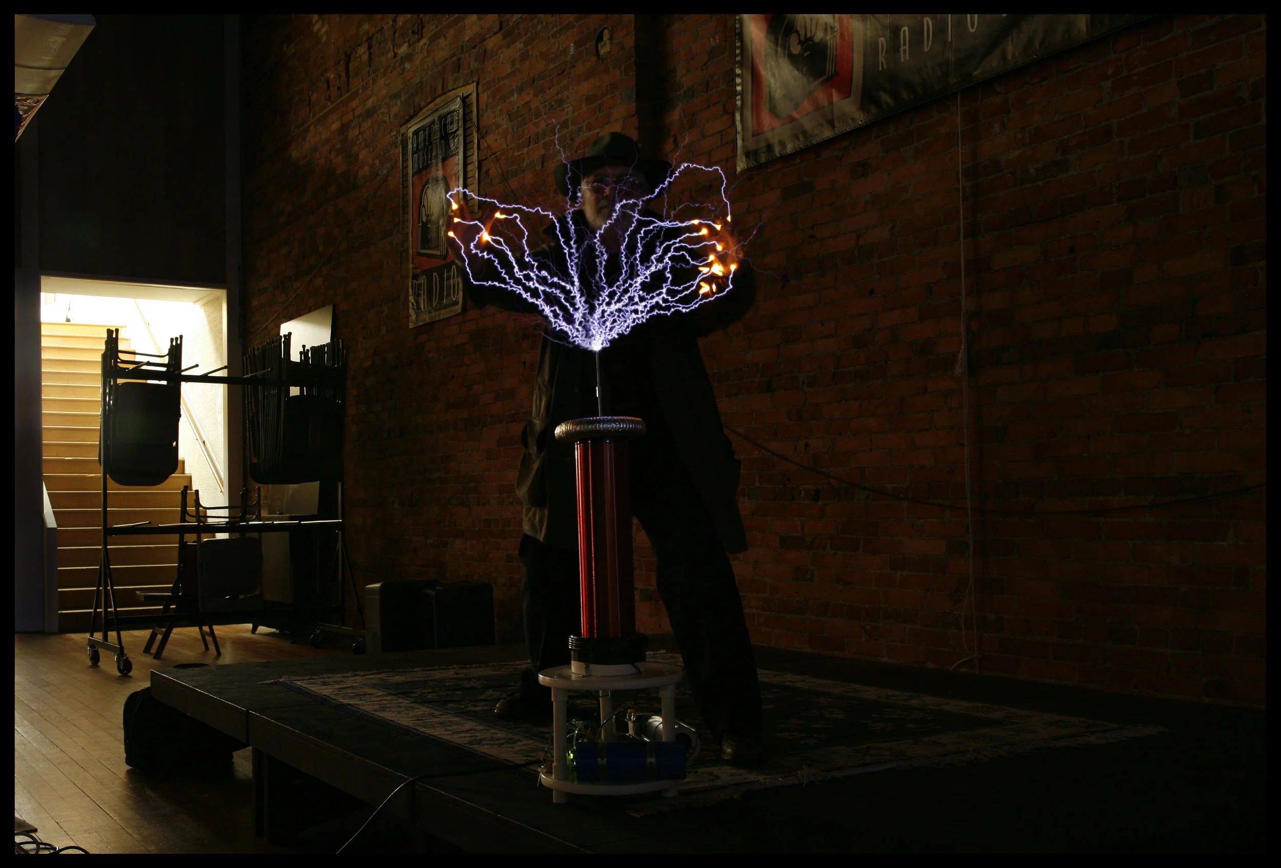 Jonathan Winter with Tesla Coil, American Museum of Radio and Electricity, Bellingham, WA, 2007