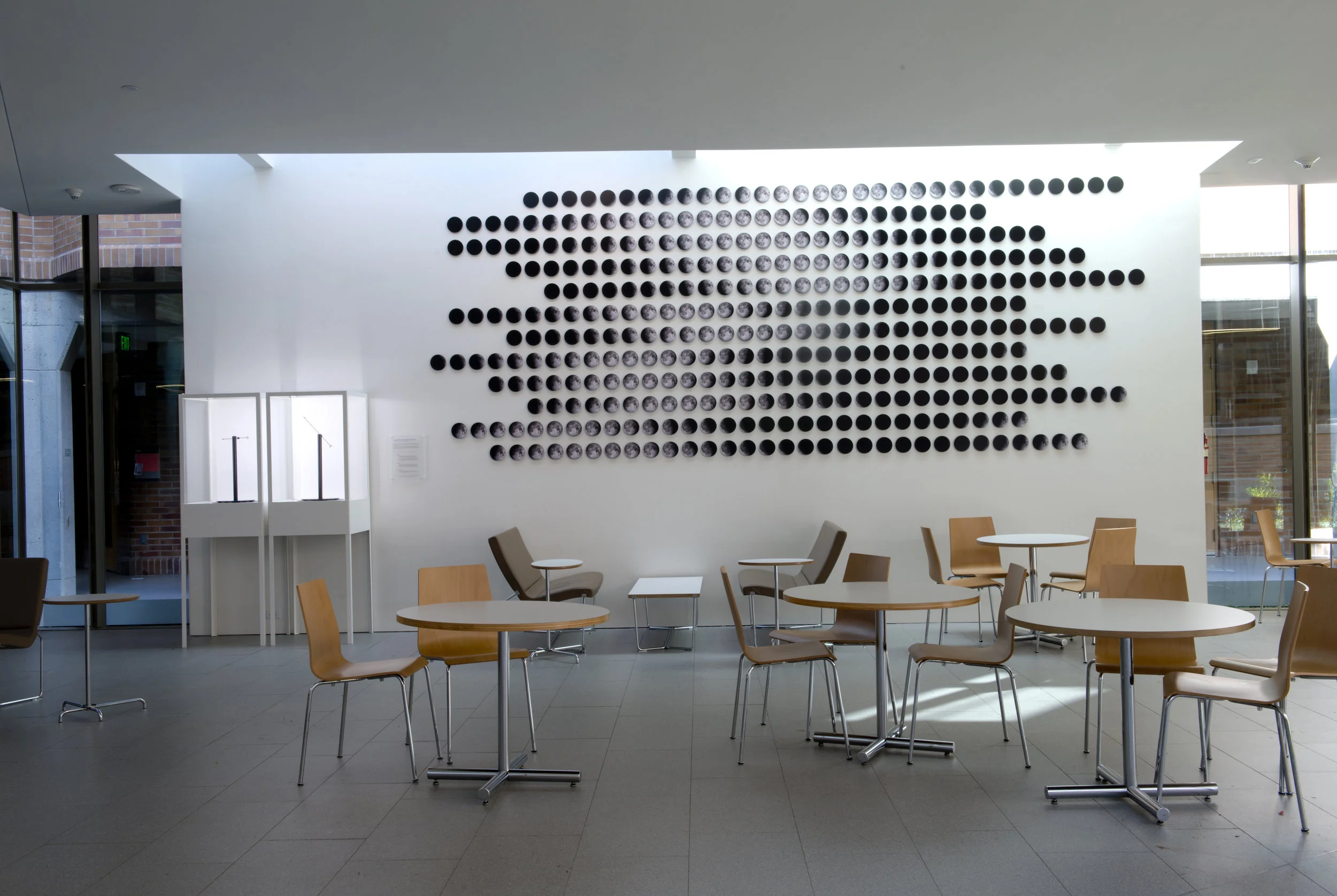 West wall - graphics feature phases of the moon each night at transit from Bellingham for 2014 (sourced from NASA)