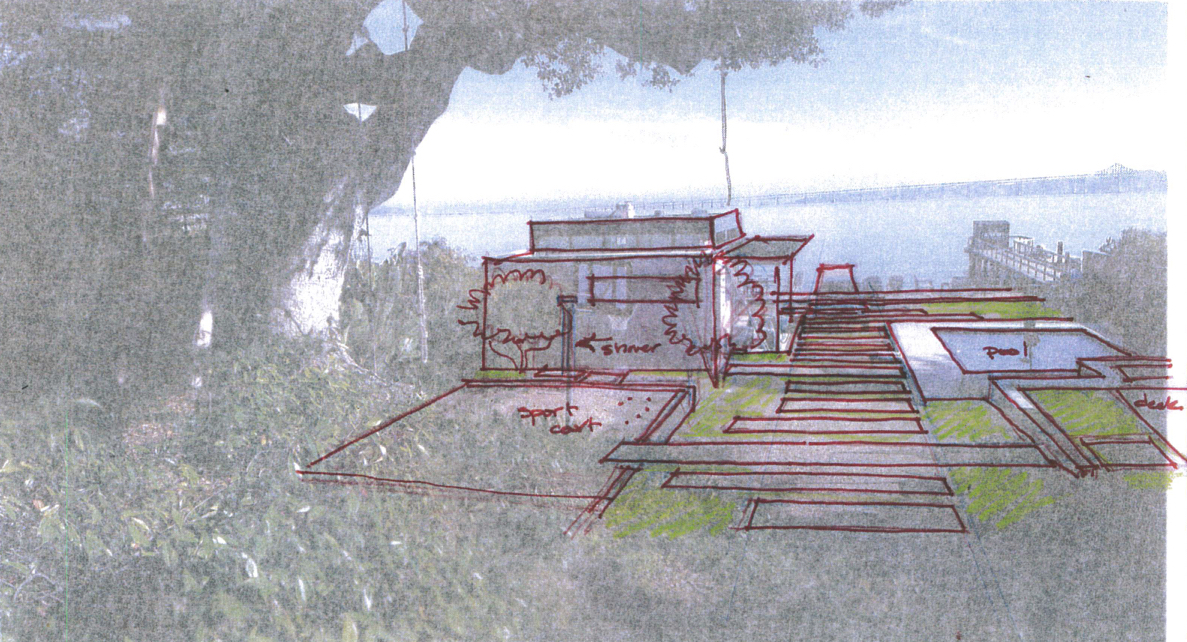 A sketch overlaying a snapshot of the site