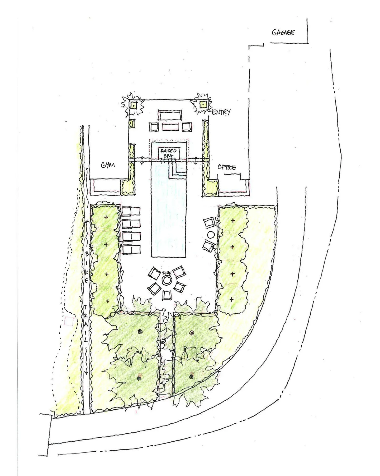 This Conceptual Site Design #arterrafridayfeature studies how to connect an existing to pool to an existing house that have different finish grades and test how each provides a range of gathering spaces.

#landscapearchitecture #sitedesign #contempor