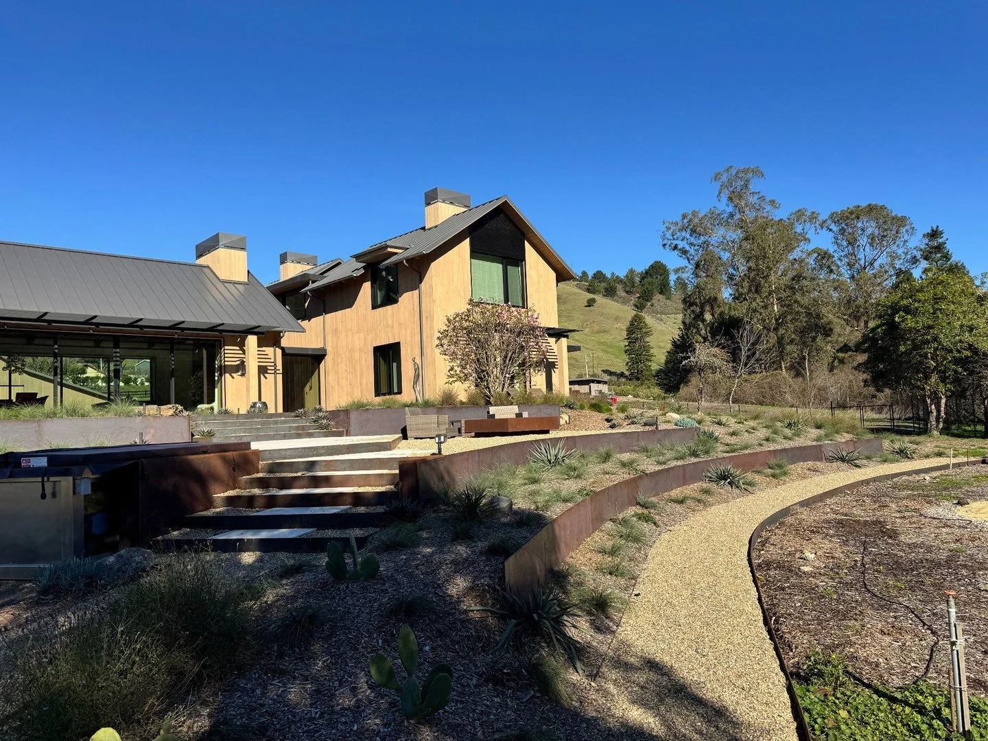 Looking forward to seeing this newly planted landscape fill in after the rainy season!

Interior Designer: @kristiwill_design
Architect:  @arcanumarchitecture
General Contractor: Falco Construction

#arterraonsite #landscapeconstruction 
#plantingday