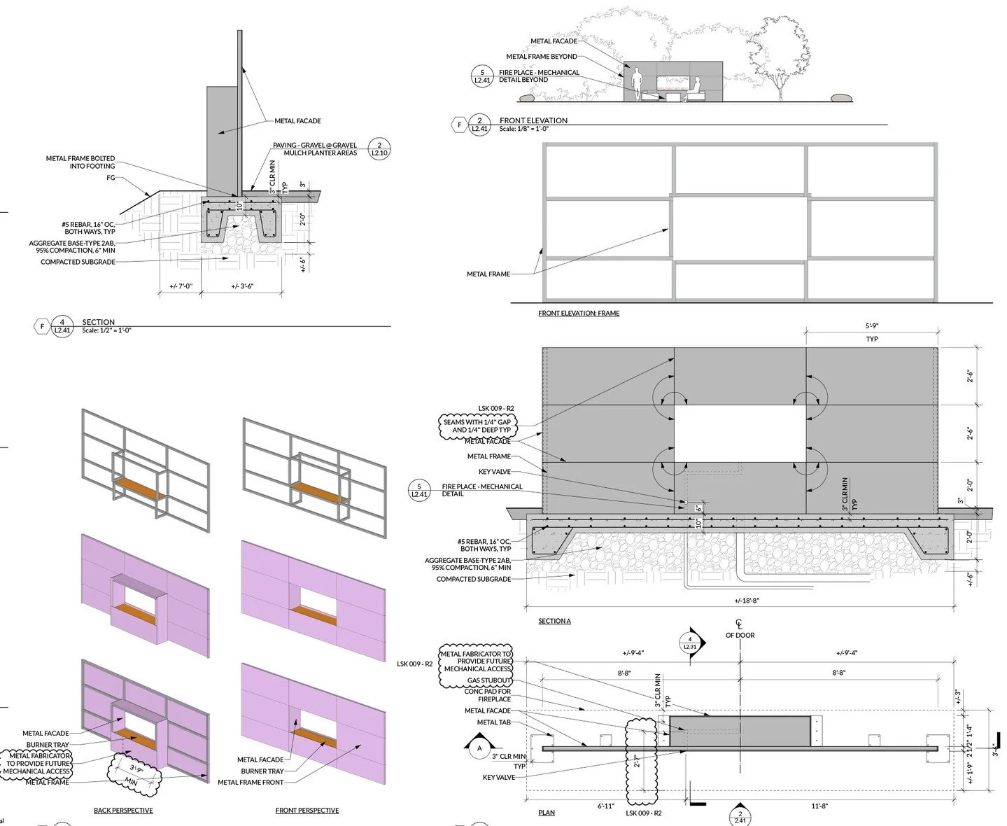 We had a concept: metal fire element that terminated a long view from the interior entry. An elevation sketch went into details after one zoom call with our friends @five22. A couple more refinements and fabrication. We were lucky enough to catch a s