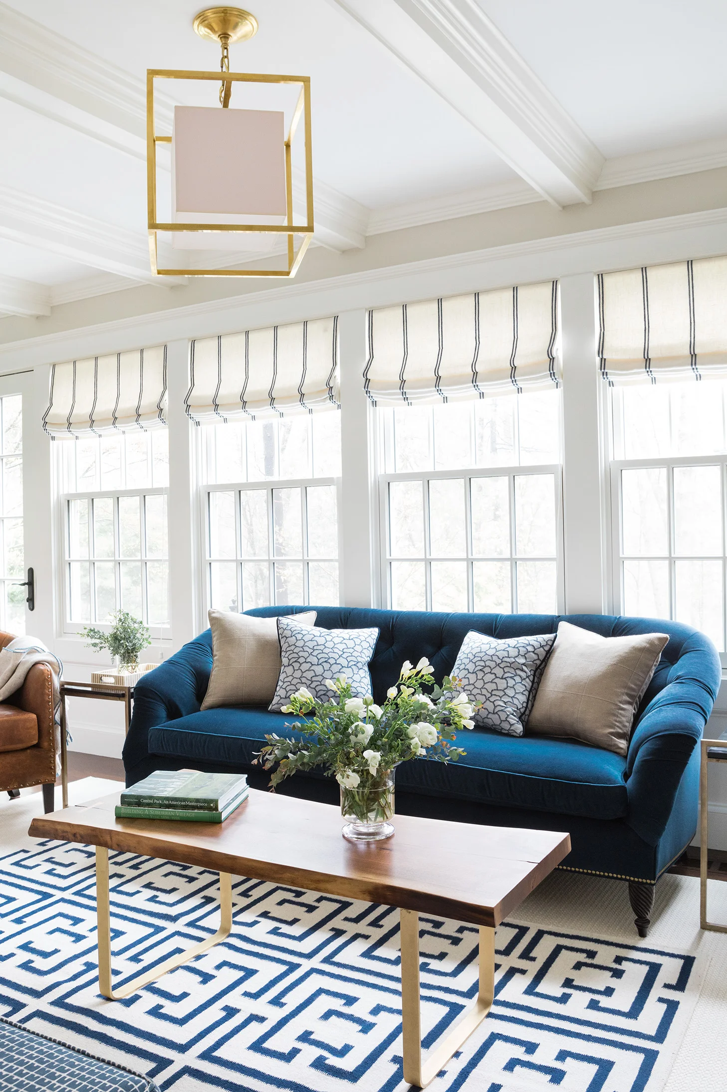 navy blue sofa - Huffard House Interior Design