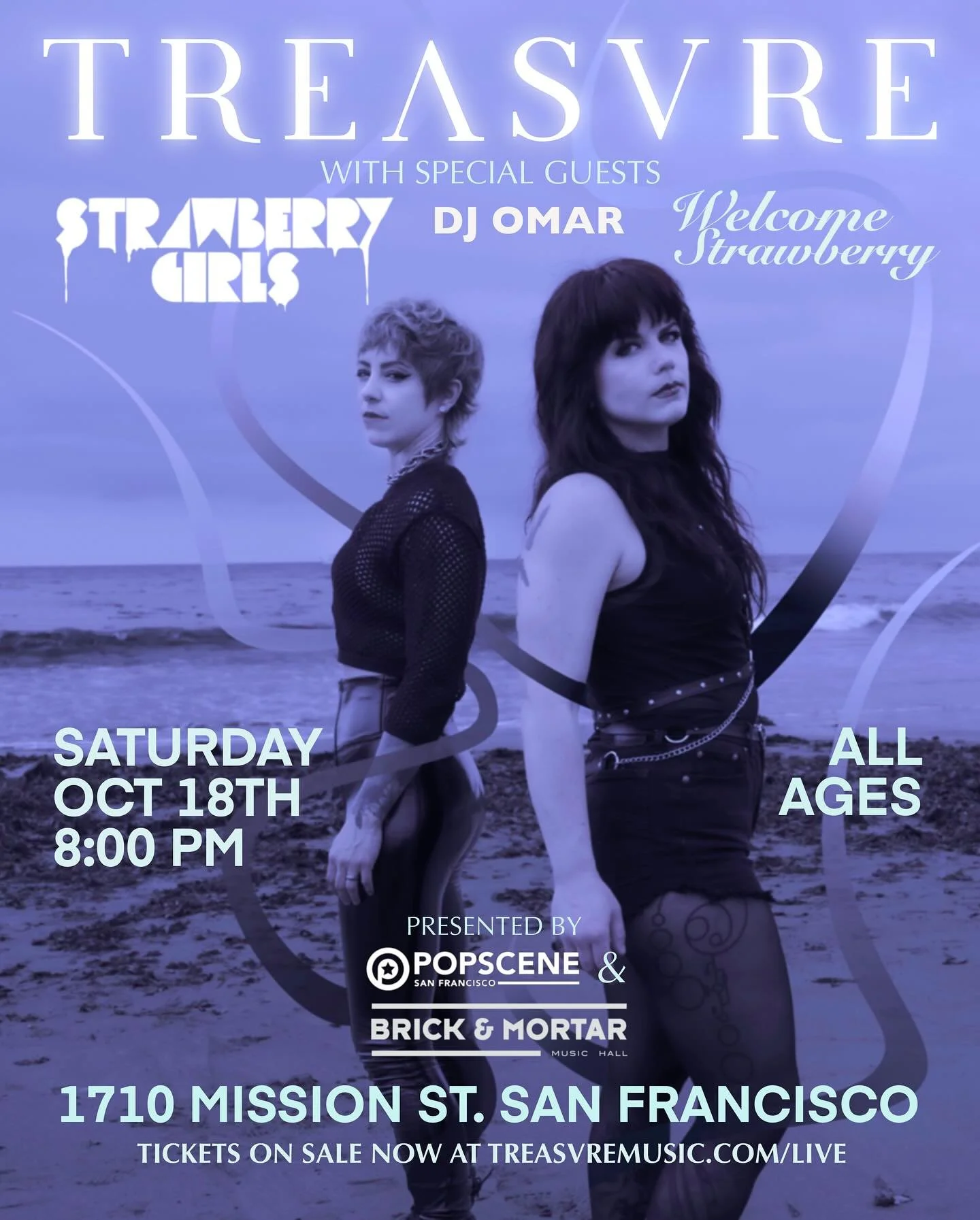 Get your tickets to @treasvremusic&rsquo;s homecoming show in San Francisco with special guests @strawberrygirlsmusic &amp; @welcomestrawberry plus @omarpopscene on deck, presented by @popscenesf &amp; @brickmortarsf &mdash; on sale right now 🍓🍓🍒
