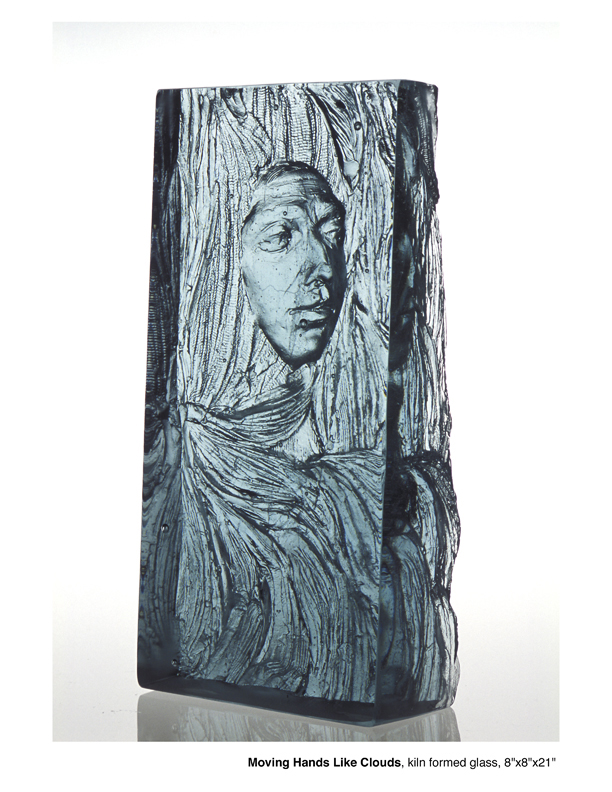Moving Hands - 9 X 5 X 2 in kiln formed glass