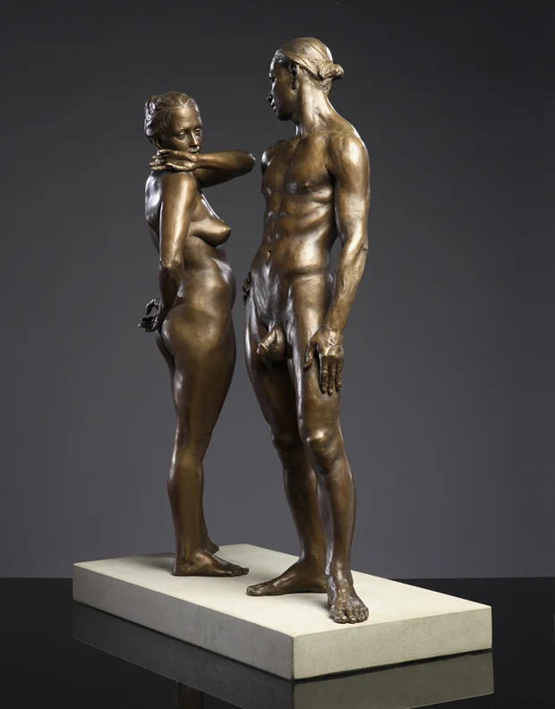 Shared Boundaries - 24 X 8 X 29 in cast bronze