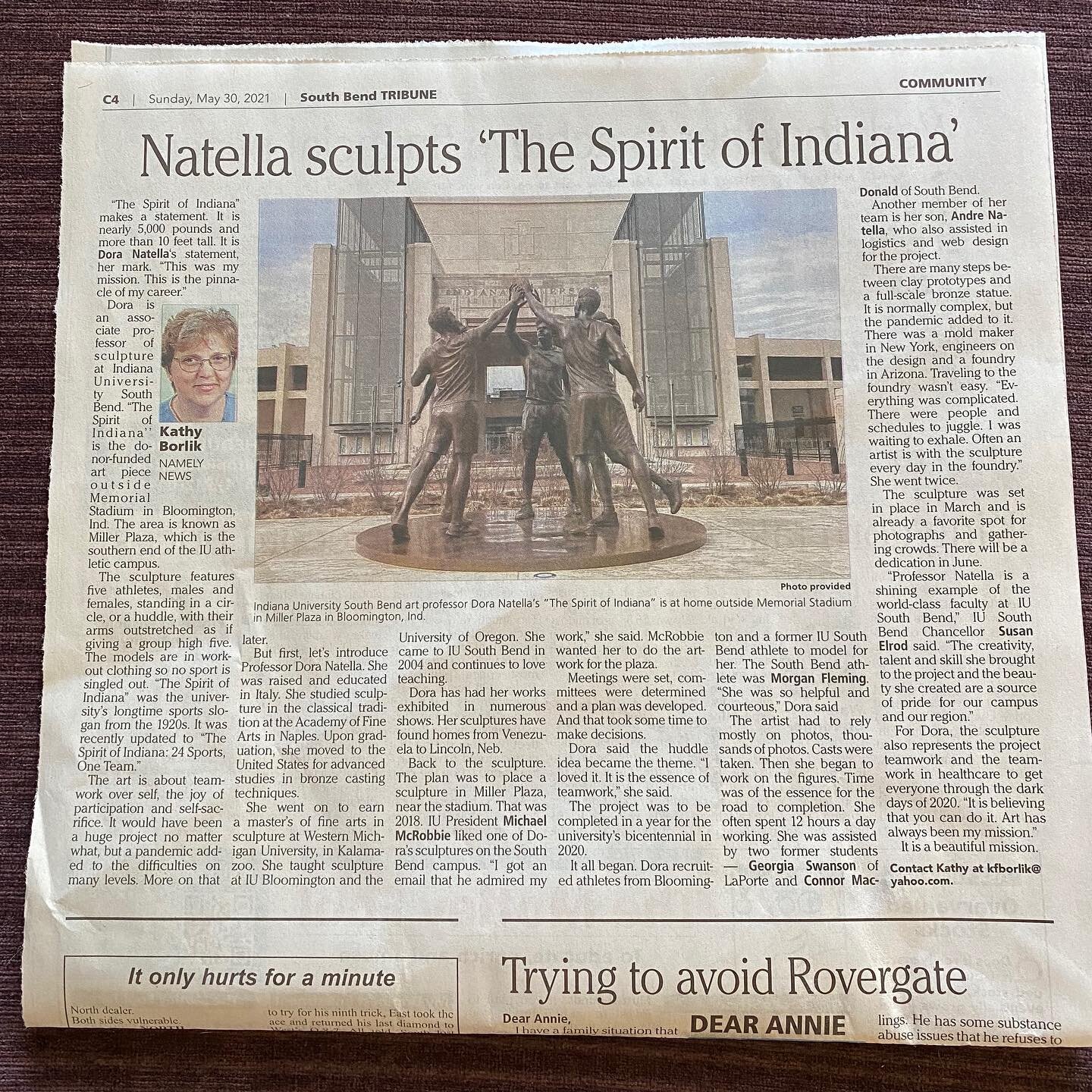 Today the South Bend Community celebrates a fabulous Memorial Day Weekend with an article &ldquo;the Spirit of Indiana&rdquo;! on the front page of the community section. I&rsquo;m over the moon about it!  #indianauniversitybloomington #iusb #artists