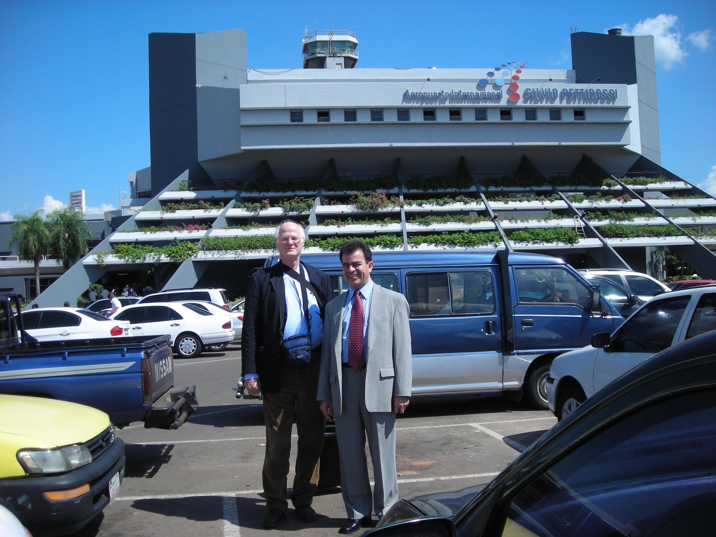 Mr. Raymond White and Mr Estanislao Lezcano at the airport welcomed by a beautiful sunny day!