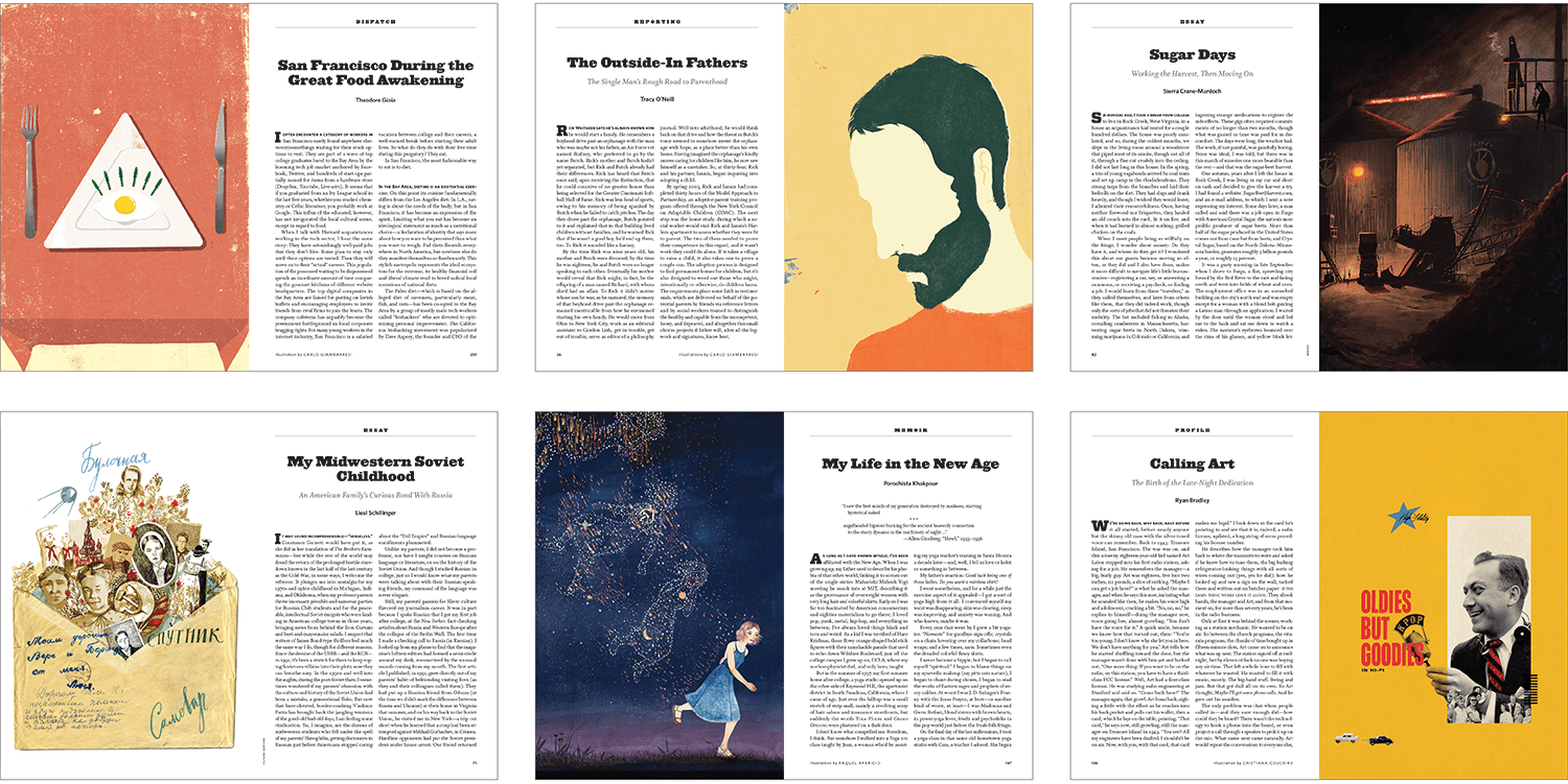 Clockwise from top left: Illustrations by Carlo Giambarresi (2), Jenn Ely, Cristiana Couciero, Raquel Aparecio, Victoria Semykina