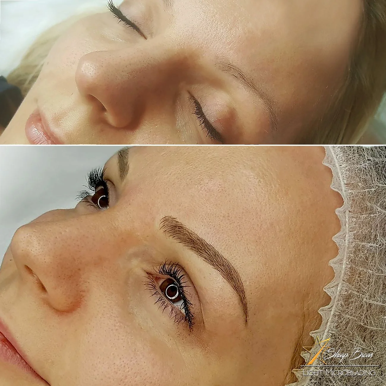 Light microblading. Old and rather unsuccessful pigmentation fixed with absolutely natural looking light microblading.