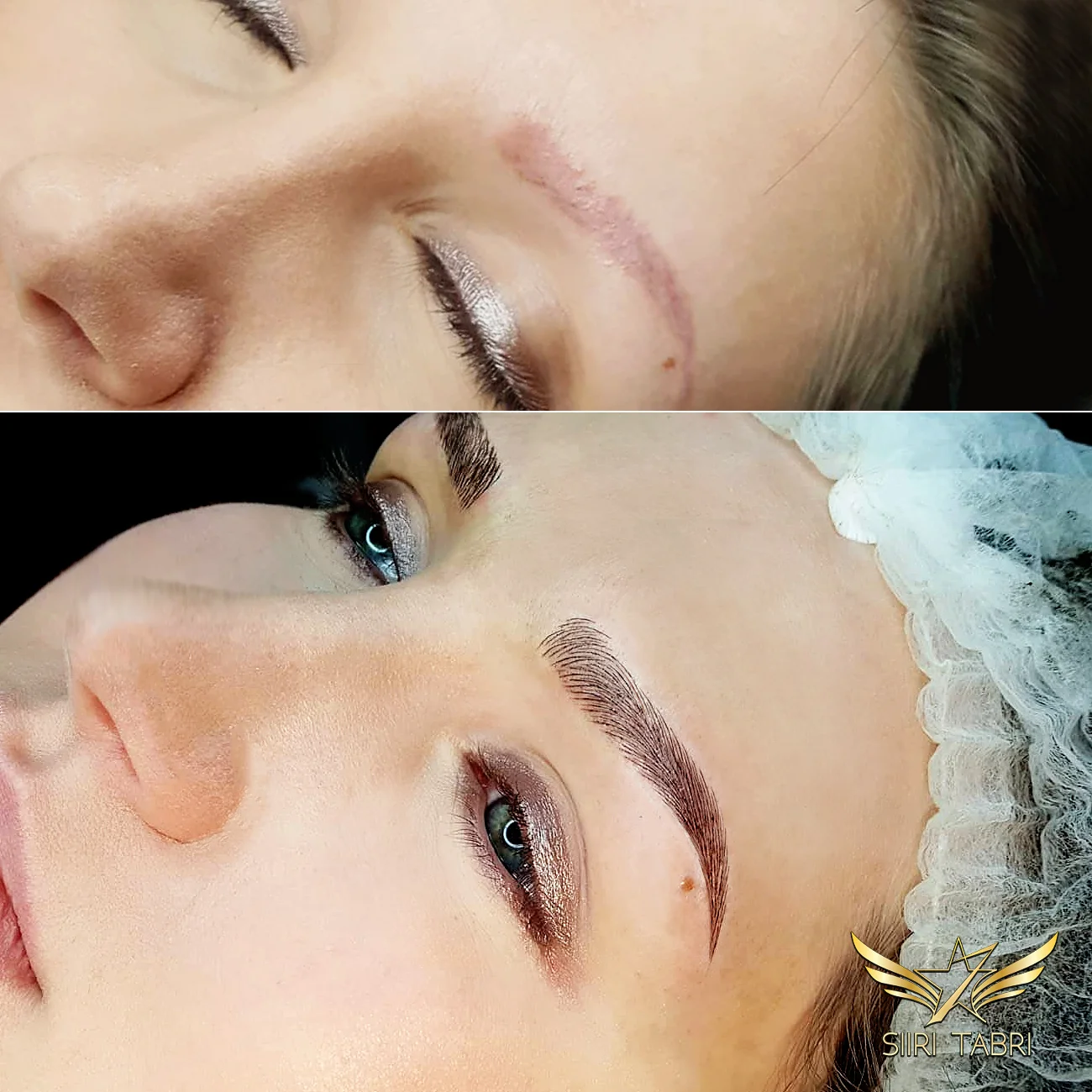 Light microblading. Old pigmentation reshaped and covered with SharpBrows Light microblading with some soft shading added.