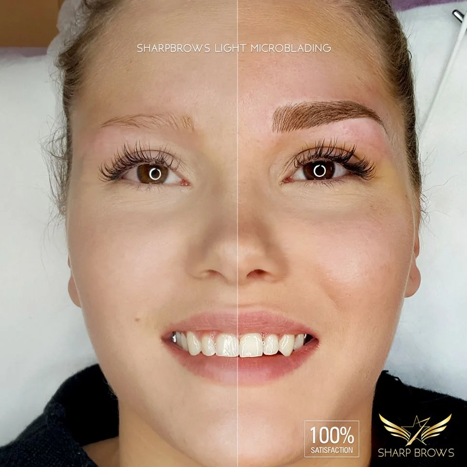 SharpBrows Light microblading - Extreme makeover.Everything was changed with the right kind of microblading technique.