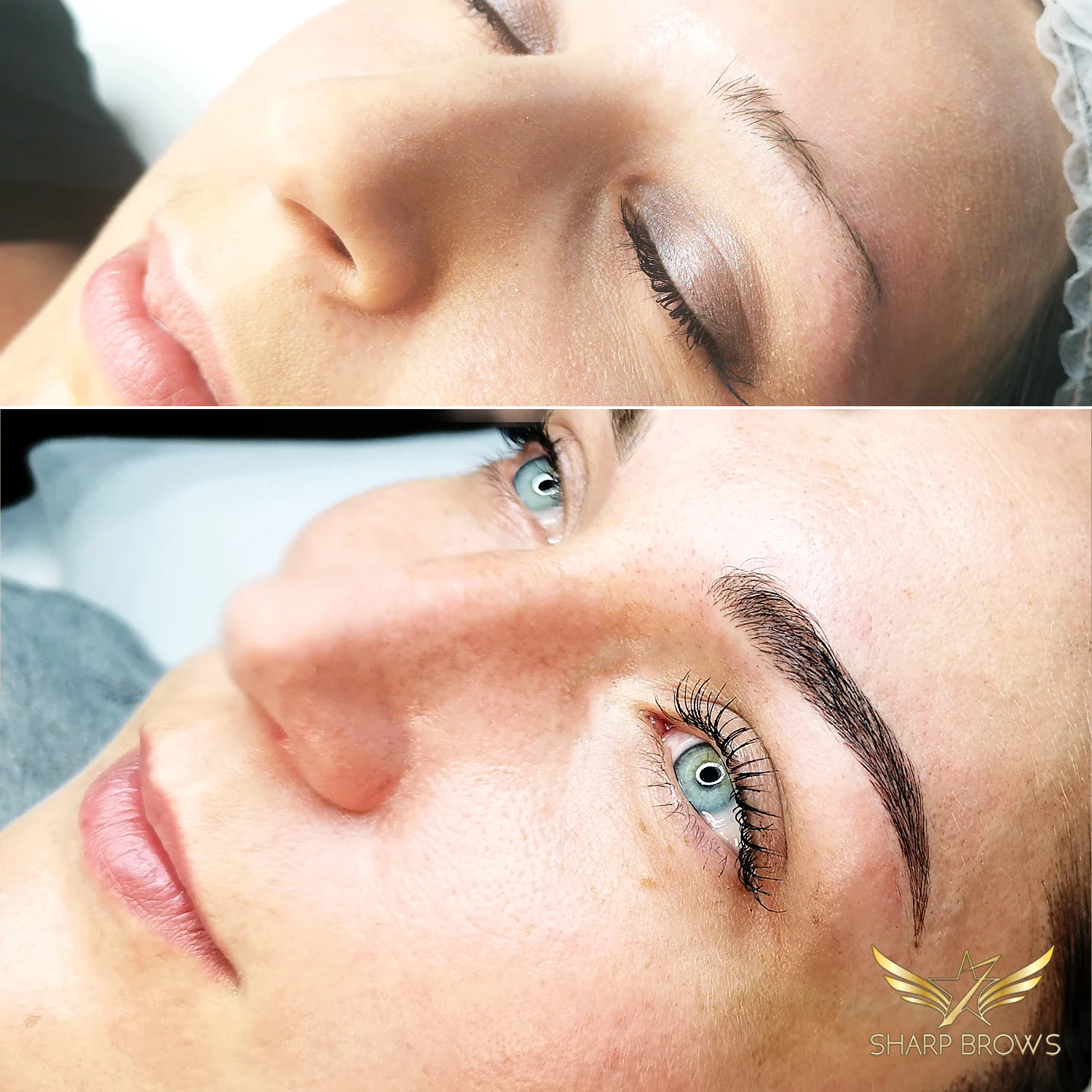 Light microblading - Here's just a sample of how a really thin and weak brow is turned into natural and lush.