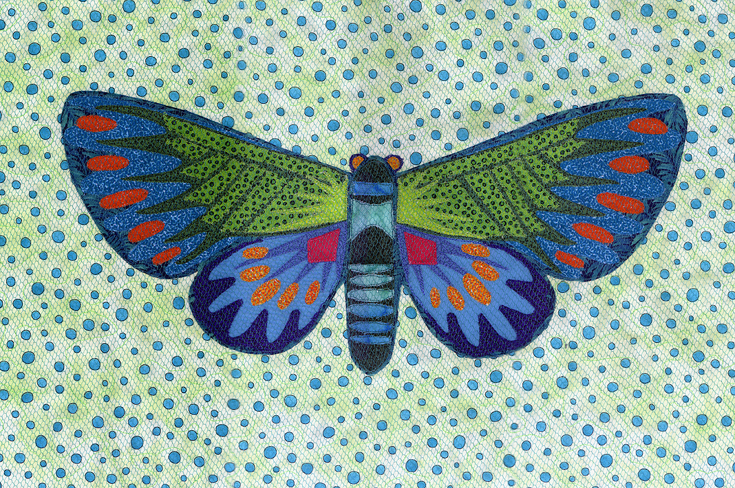 Fabric Collage Butterfly Pattern