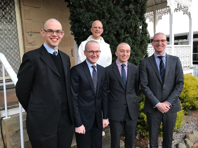 Postulants Tomas, Alec, Graham and David with Father Prior.