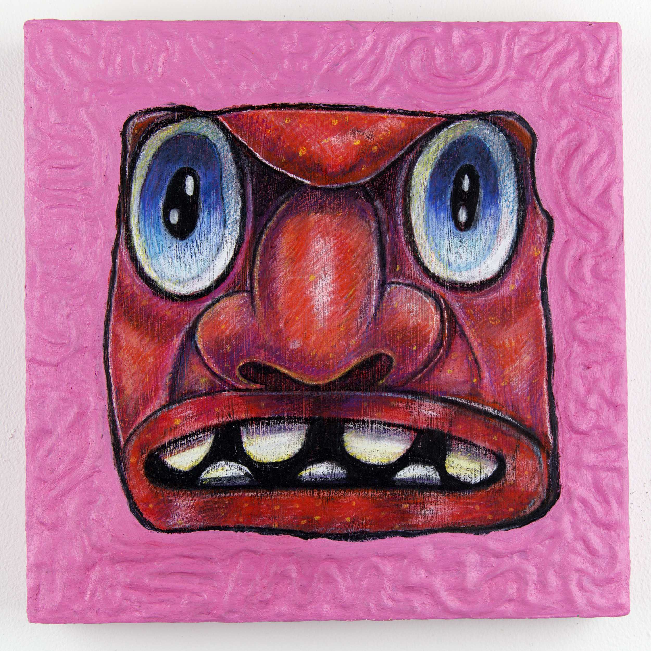 Devil Head with Blue Eyes and a Pink Frame