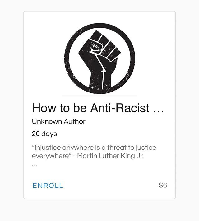 A friend of mine along with a colleague of theirs have created a 20 day text-message-based course for non-black people looking to educate themselves and be better allies. It is $6 (ALL proceeds are donated), you set the time you receive the texts. I 