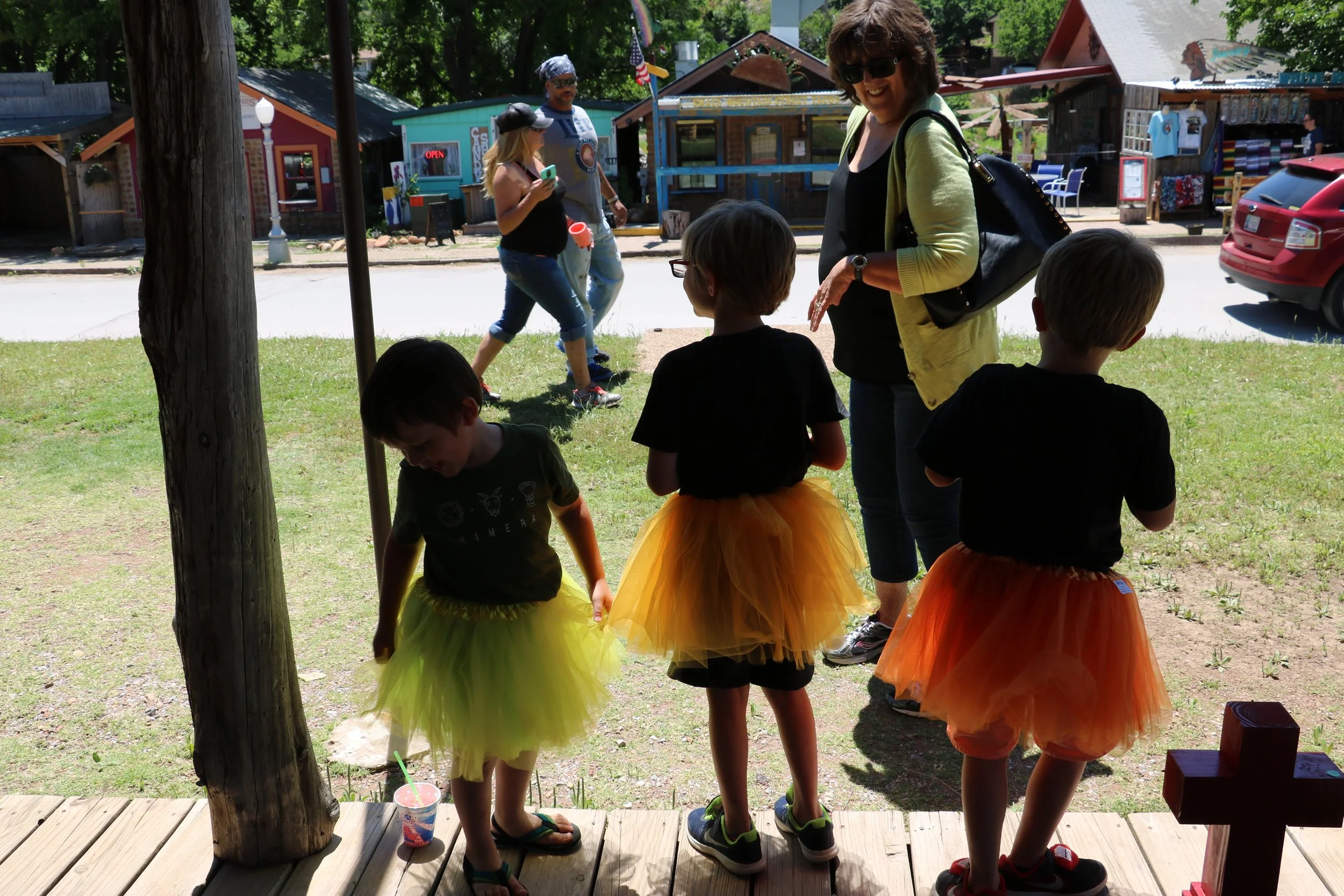 Three boys in tutus, my mom and some strange looks.