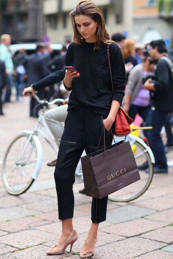 * Recreate this look with the Ella top in black and 7/8 cigarette pant coming soon!!