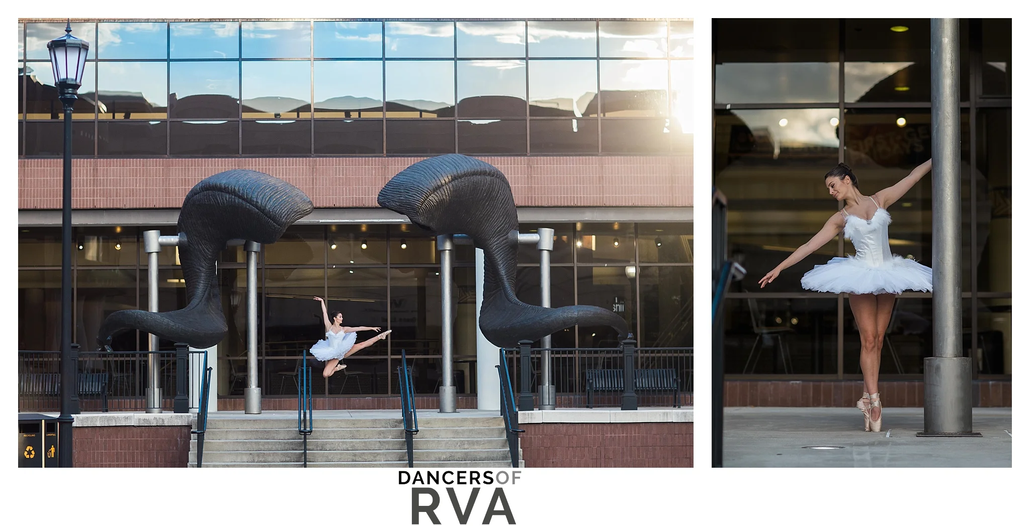 Dancer in front of VCU ram horns 