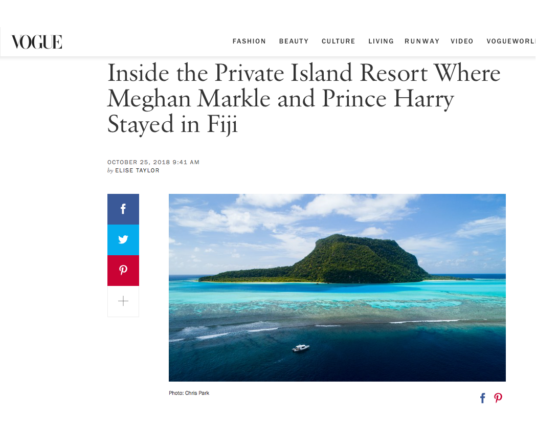 VOGUE | Inside the Private Island Resort Where Meghan Markle and Prince Harry Stayed in Fiji