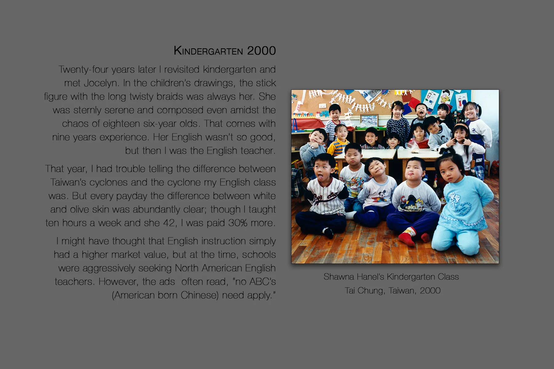 Shawna Hanel's Kindergarten Class, Tai Chung, Taiwan, 2000
