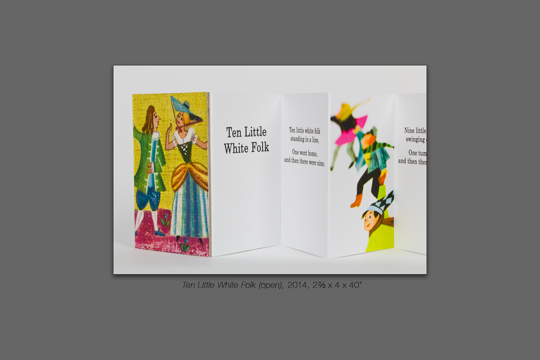 Ten Little White Folk (open), 2014, 2⅔ x 4 x 40“ 