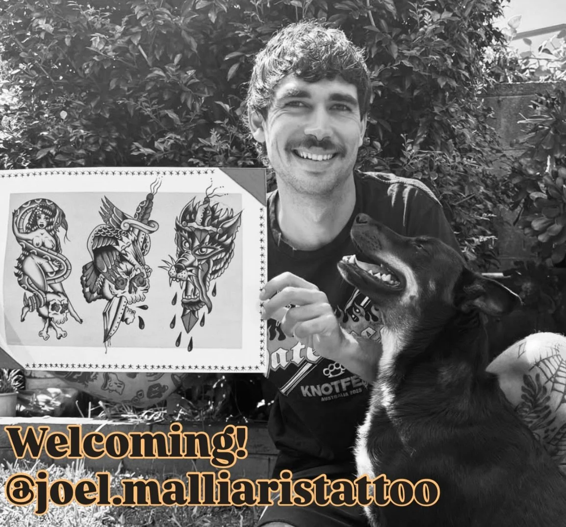 🚨 NEW ARTIST ANNOUNCEMENT IN NEWTOWN!🚨

Welcoming the lovely @joel.malliaristattoo to the team starting early December! 🍒

Joel&rsquo;s been in the game for 3 years now, spending most of his time up on the Central Coast. He&rsquo;ll be coming down