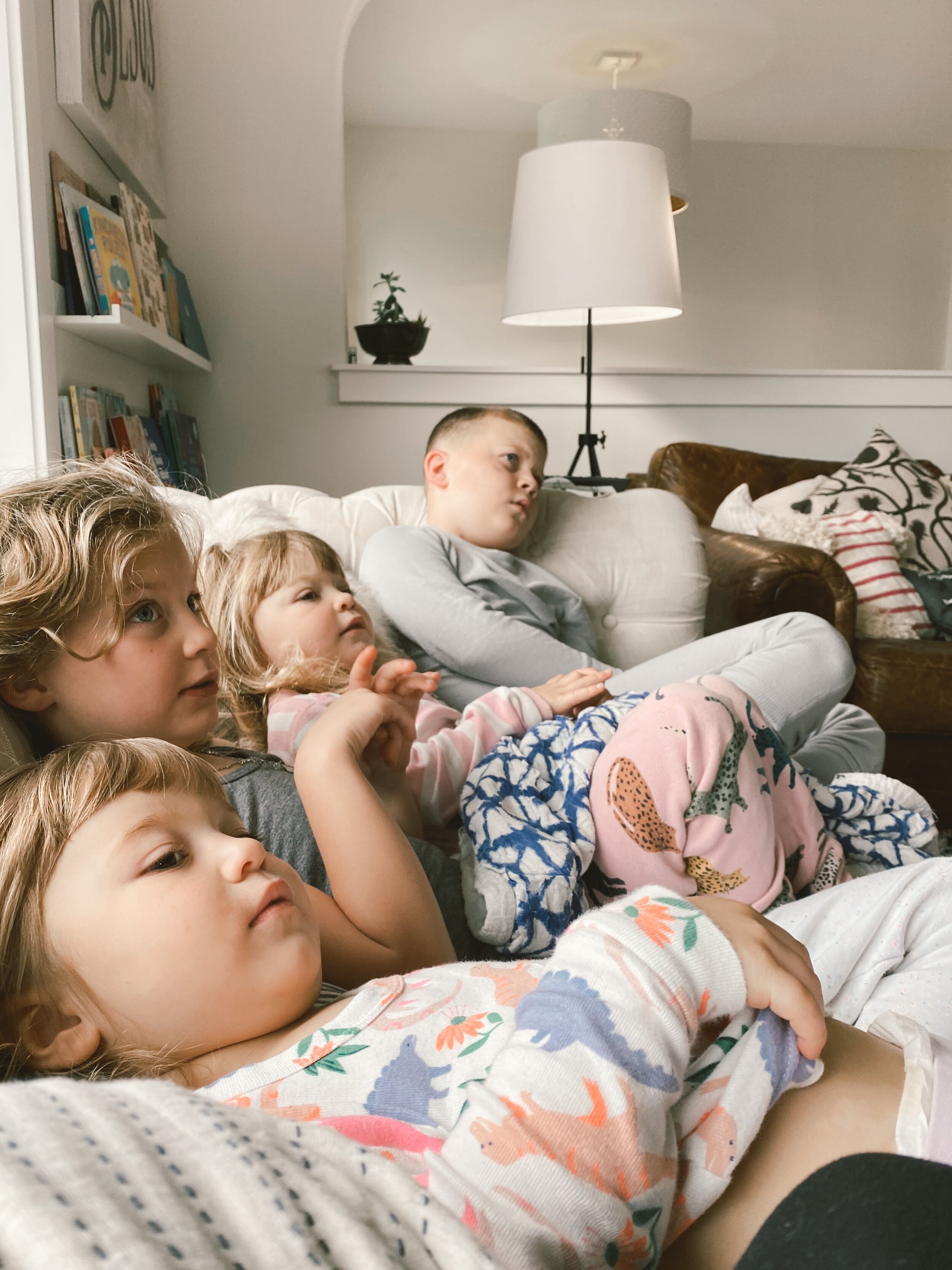  my morning view most days… the 4 or 5 snuggled up on the couch watching a show before the chaos begins for the day! will never not be grateful for those moments.  