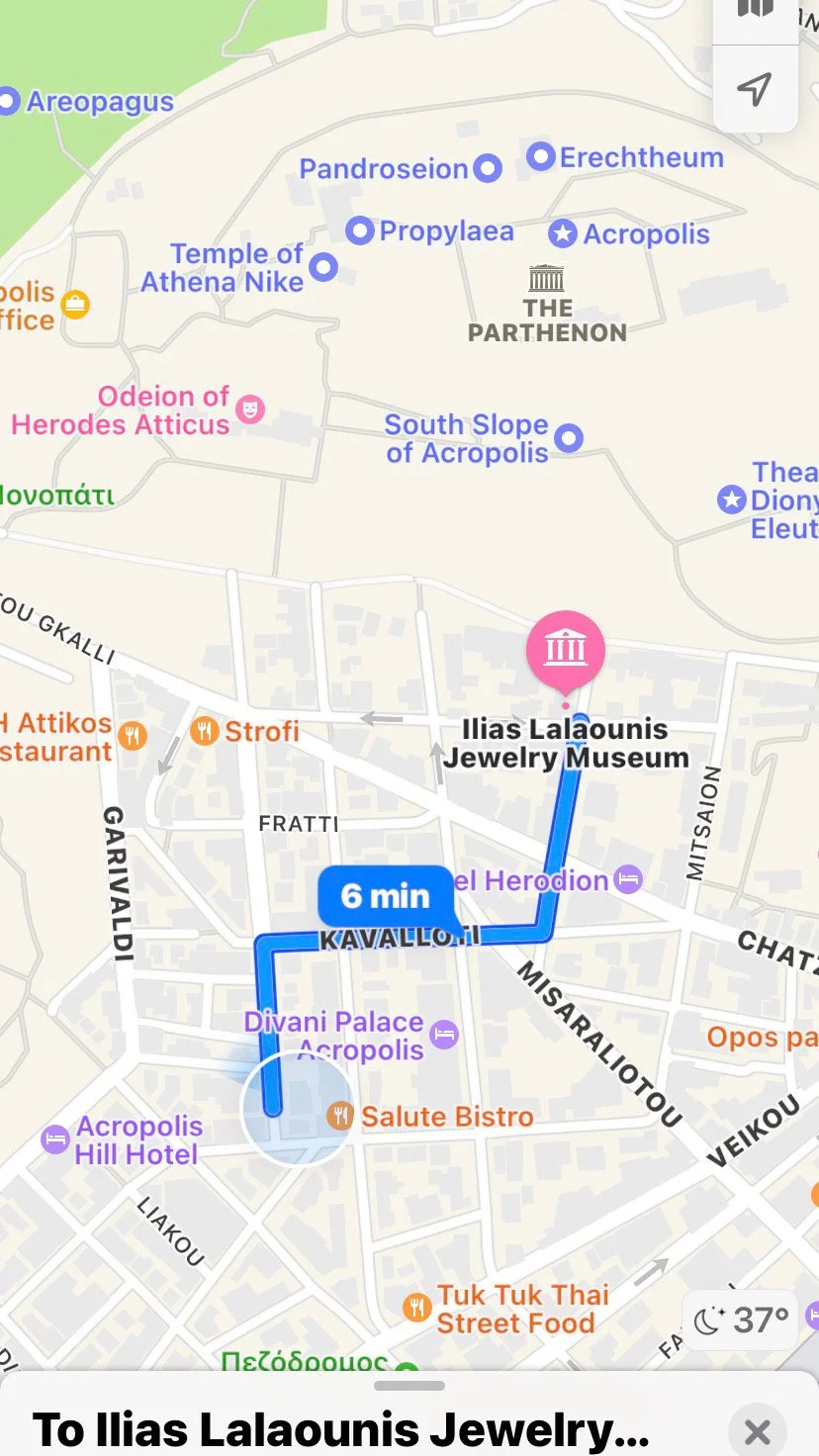 Thurs Jan 27, after a delayed start today I will get oriented at the studio at ILIAS LALAOUNIS JEWELRY MUSEUM 