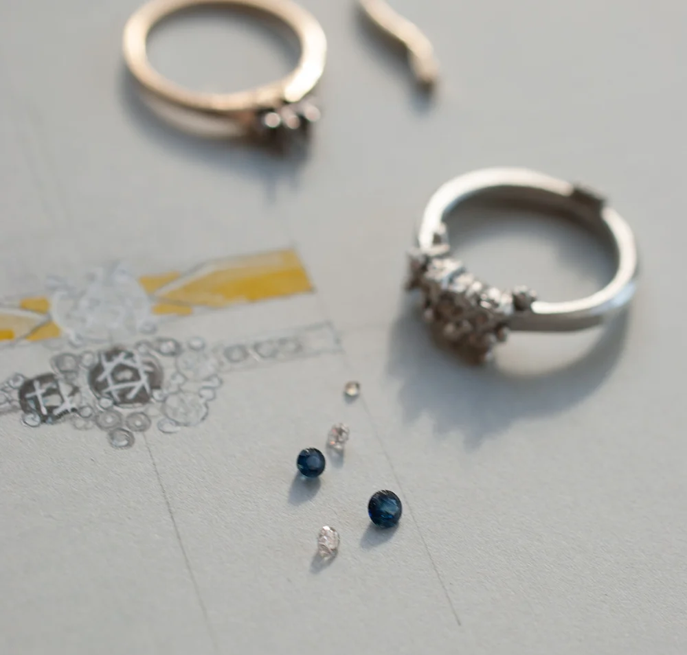 Commissioned Ring- Redesigning a collection of heirloom jewels.