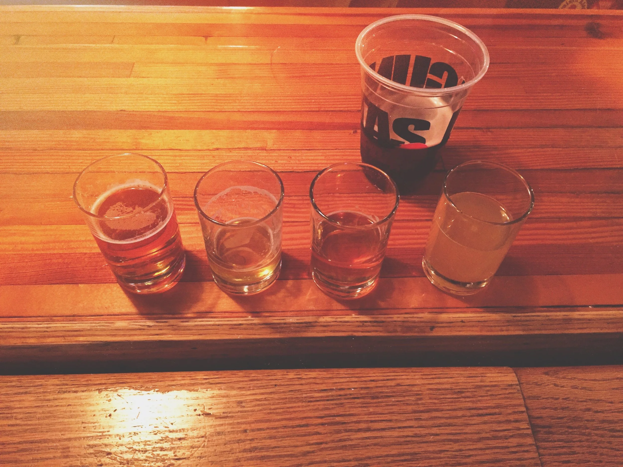 Lagunitas Beer Tasting. "Whey Far Out" on the right.