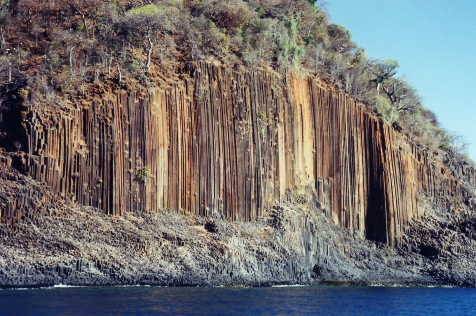 Interesting rock formations like organ pipes