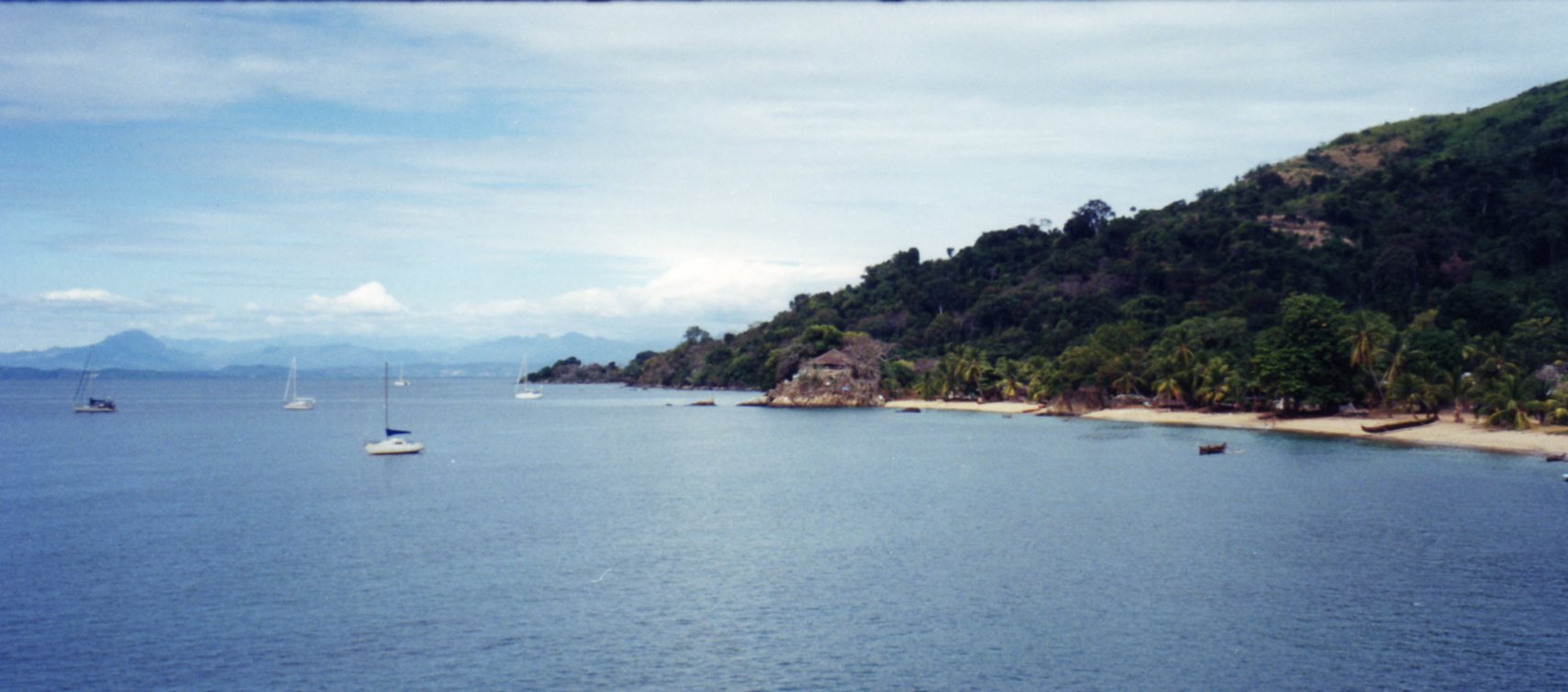 Moored in the bay at Nosy Komba