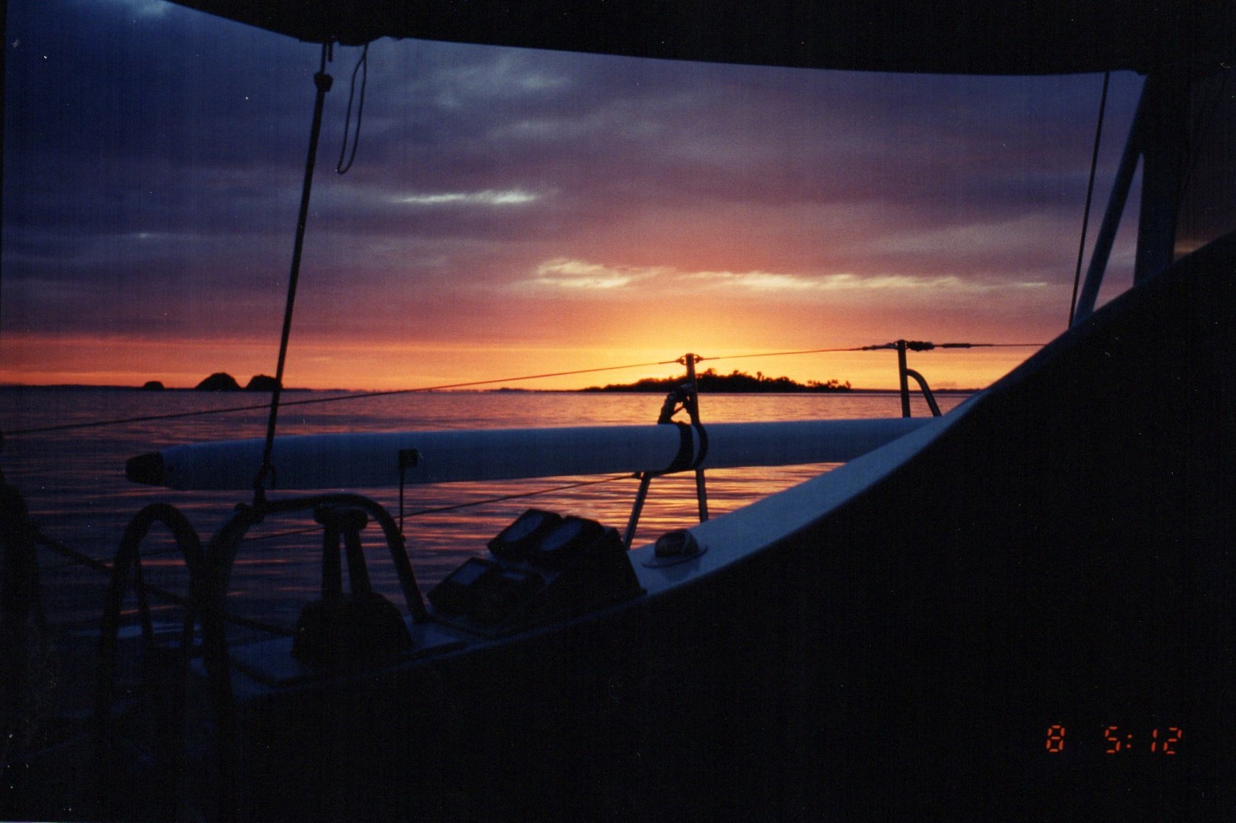 Farewell sunset from yacht